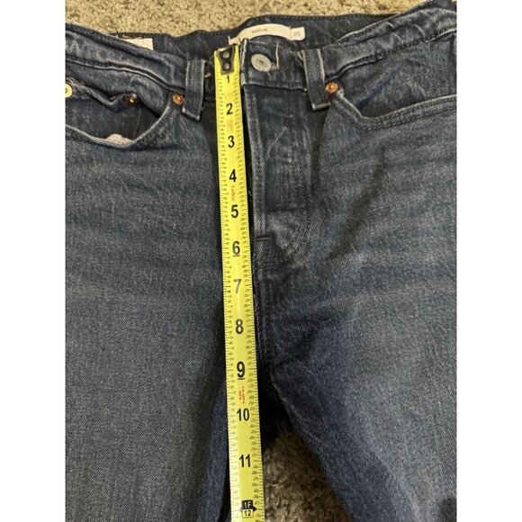 LEVI’S PREMIUM Jeans Wedgie Dark Gray Raw/Cut Out Hem Sz 25x25 Grunge Gothic - Picture 6 of 7